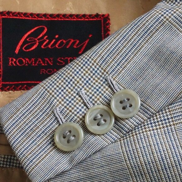 Brioni Other - Brioni Gray Brown Blue Glenplaid 100% Wool Sport Coat Jacket Sz 40